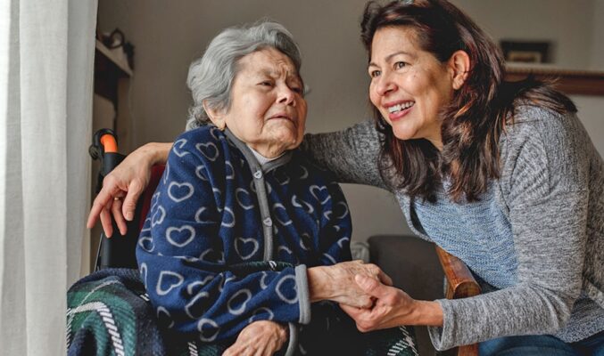 Older mother and daughter