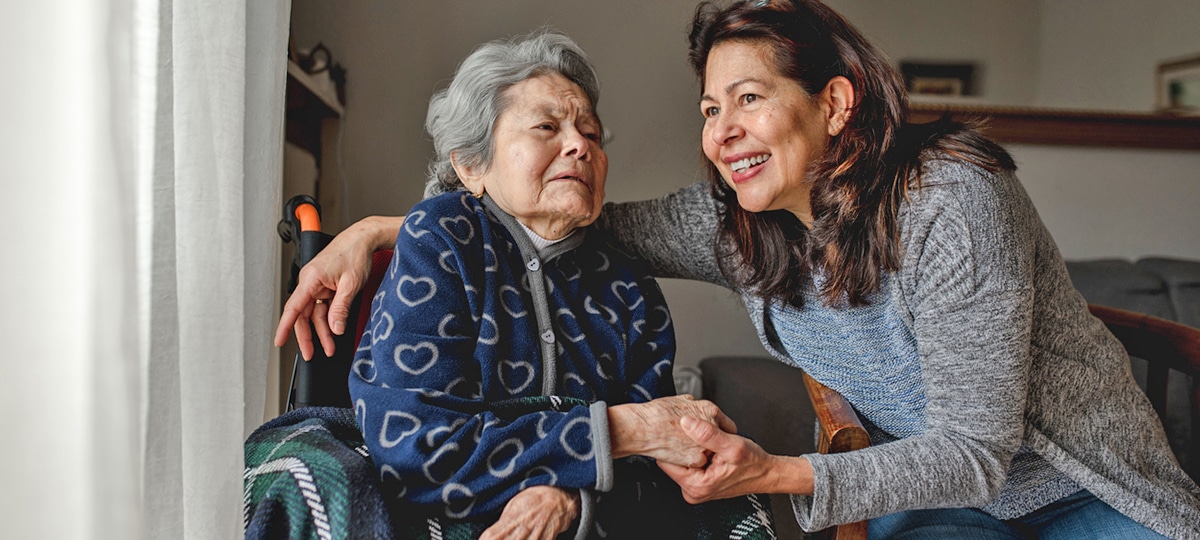 Older mother and daughter