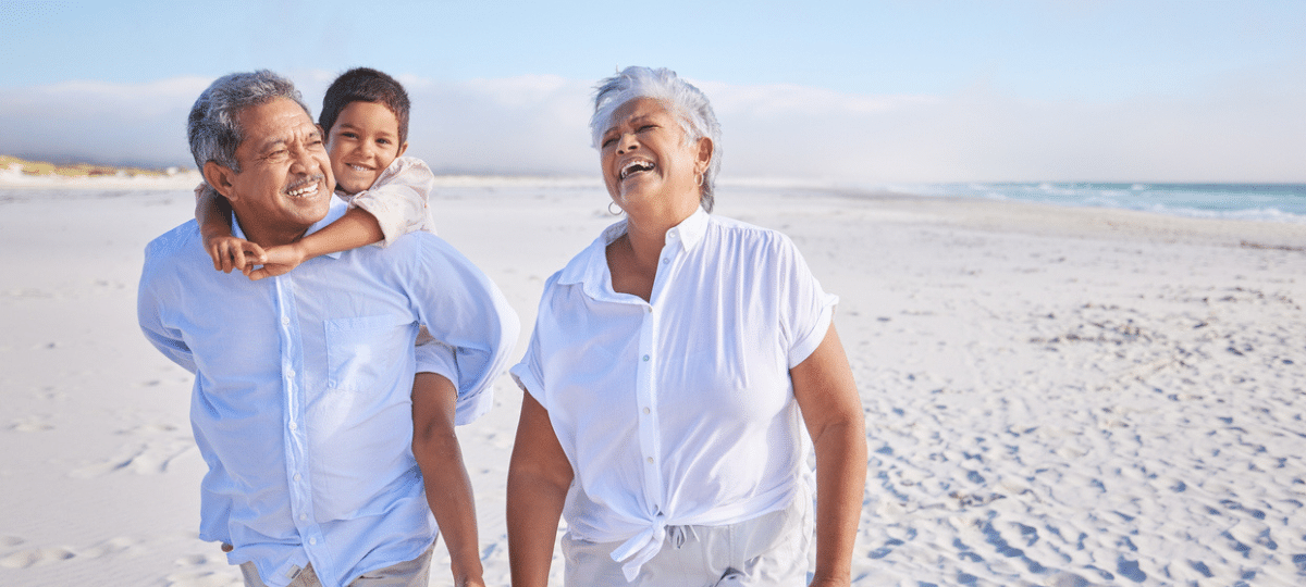 Grandparents on beach