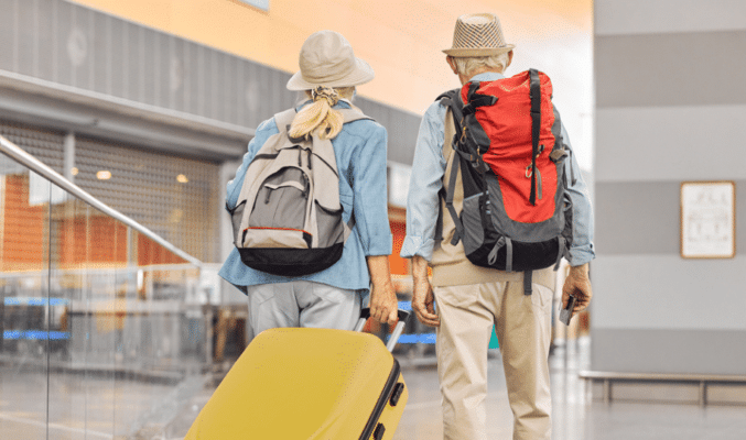 Senior couple at the airport