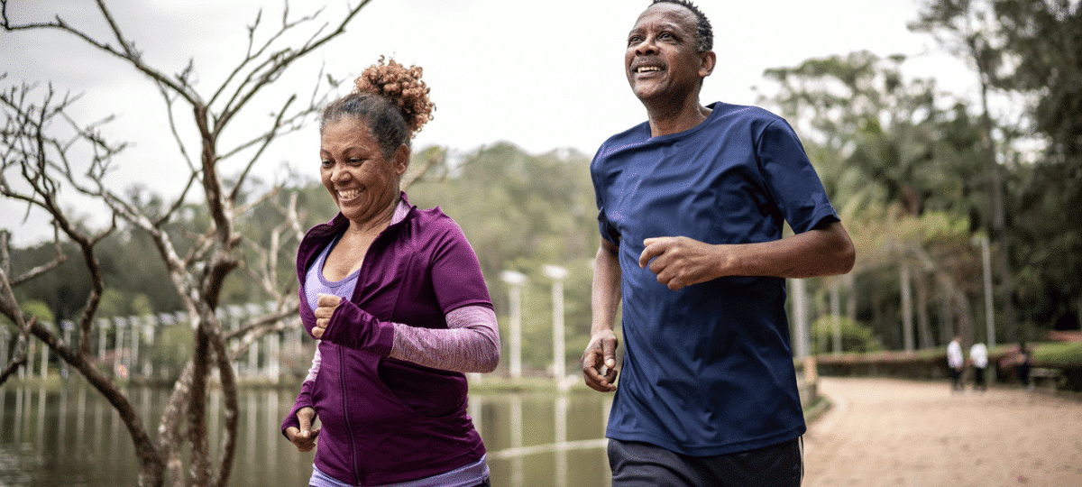 Older couple running